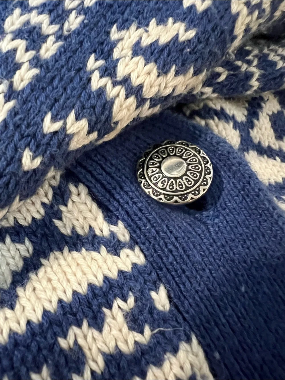 90s Faire Isle Nordic Snowflake Pattern Winter Geometric Cardigan Sweater Cozy